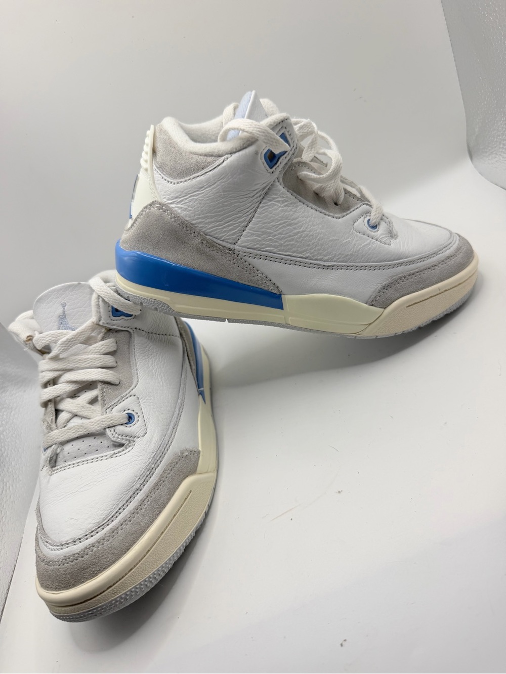 Jordan White & Light Blue Mid-Top Sneakers